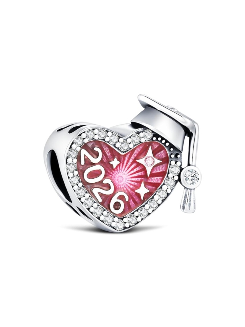 2026 925 Pink Heart Graduation Charm Pendant